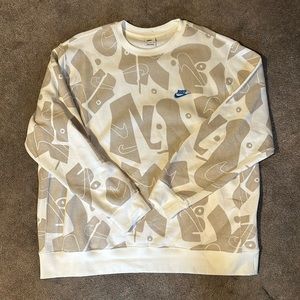Tan and white Nike crewneck